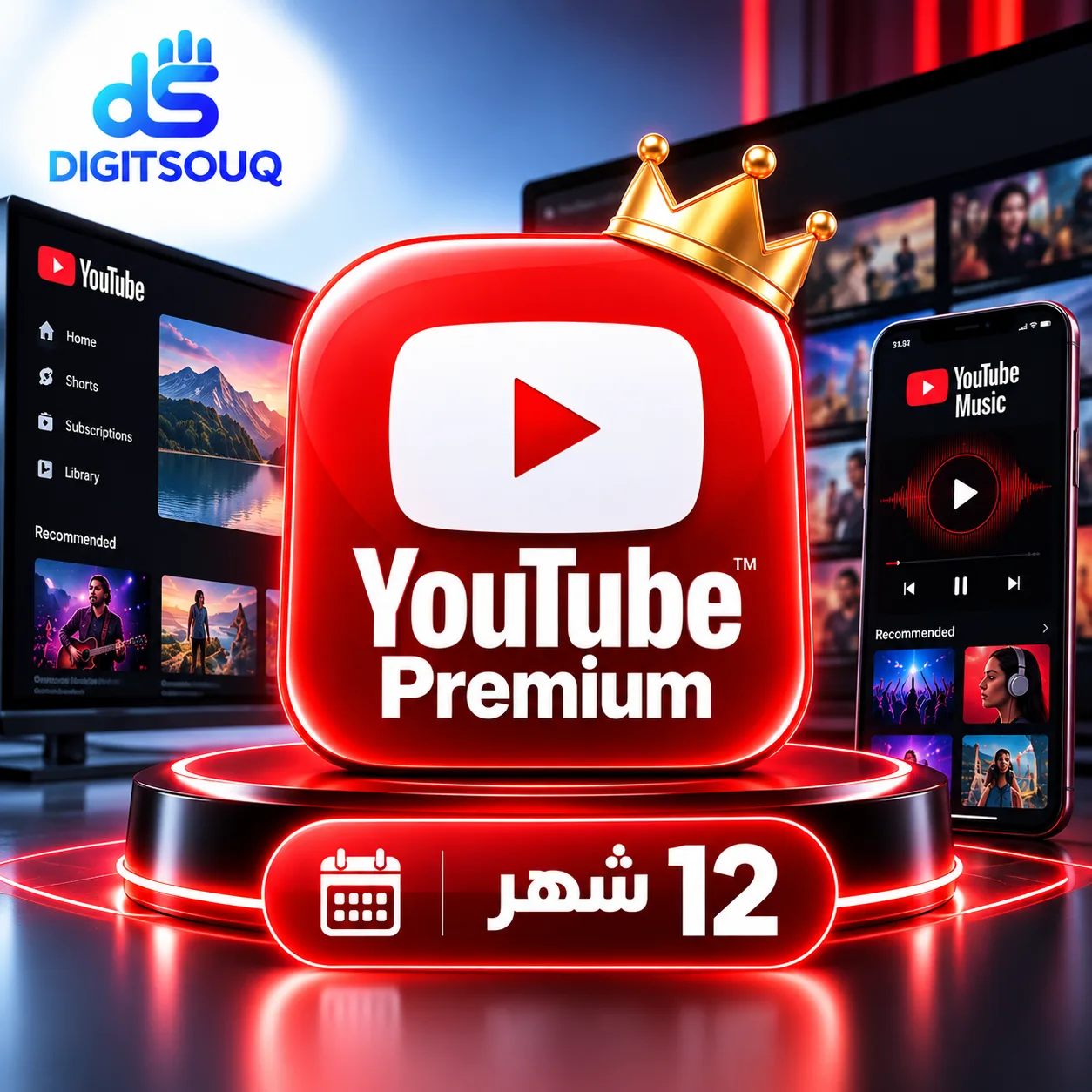 يوتيوب بريميوم 12 أشهر | YouTube Premium