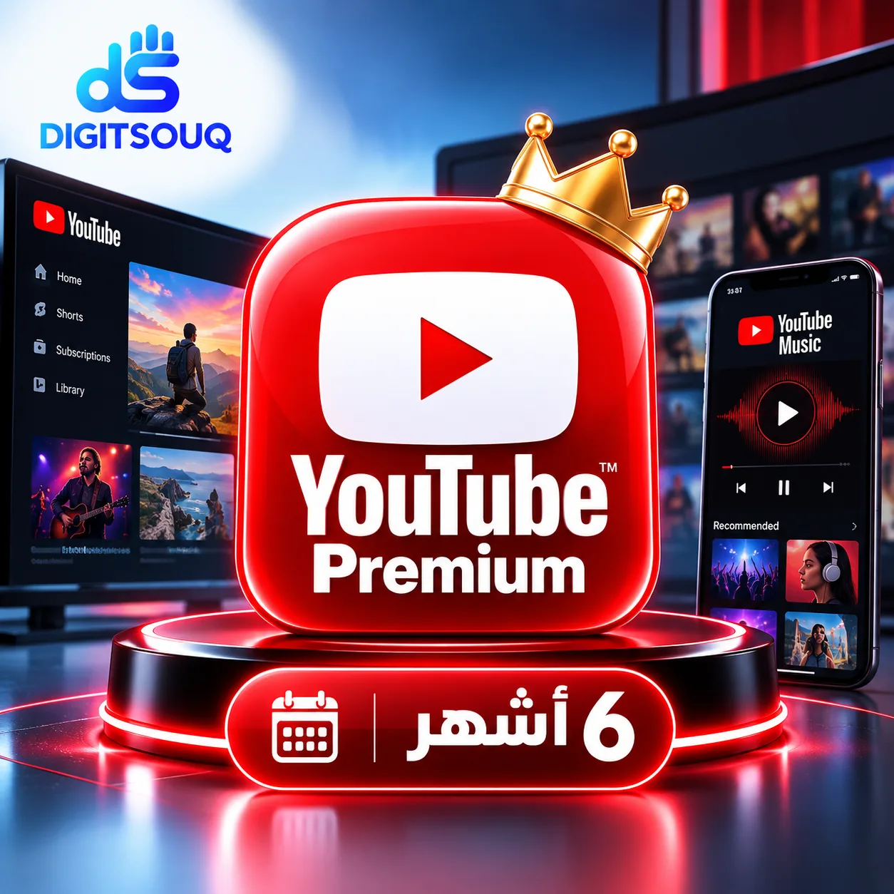 يوتيوب بريميوم 6 أشهر | YouTube Premium