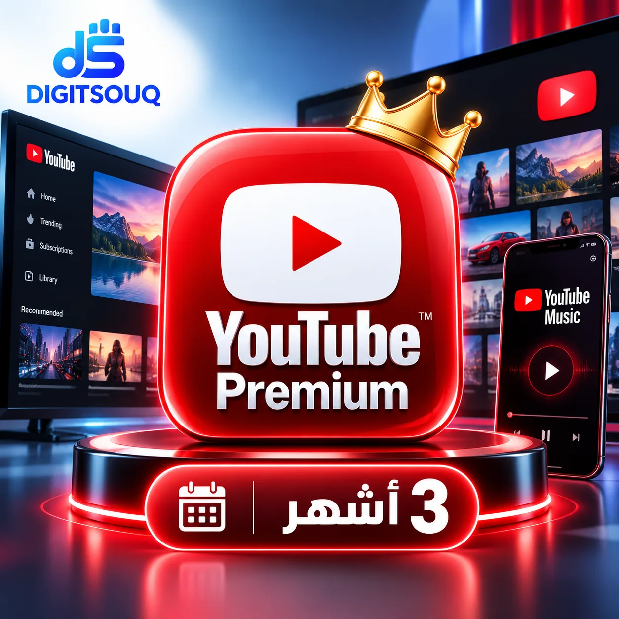 يوتيوب بريميوم 3 أشهر | YouTube Premium
